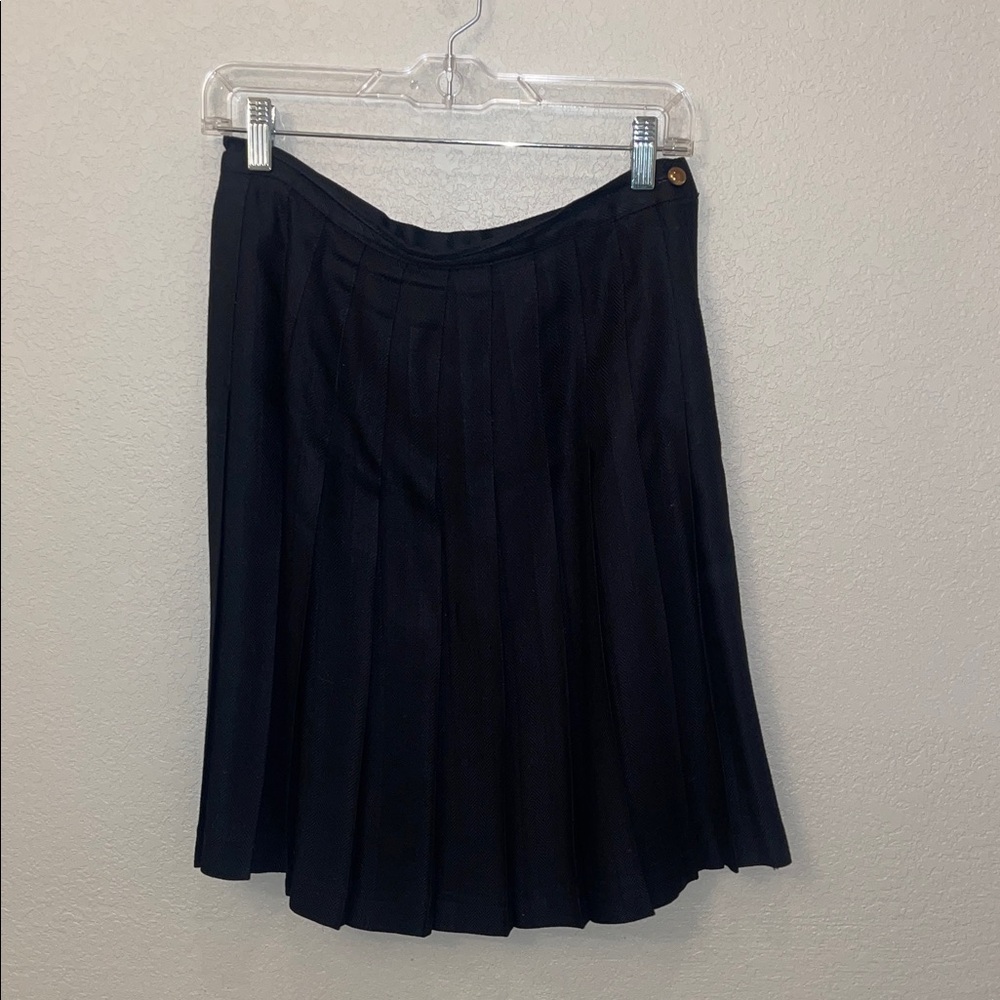 Vintage Norton McNaughton Black Pleated Midi Skirt